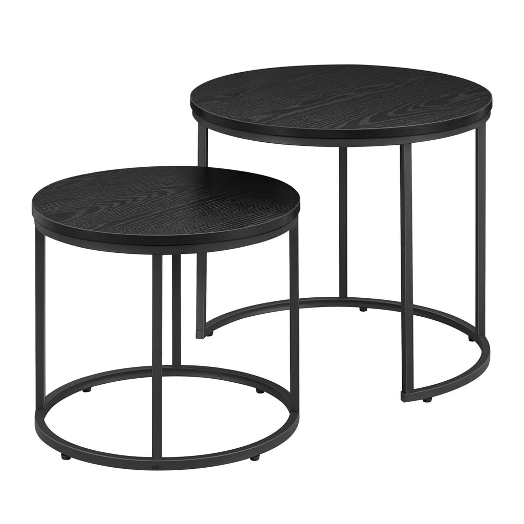 Round Coffee Table Set – Black (2 pcs)